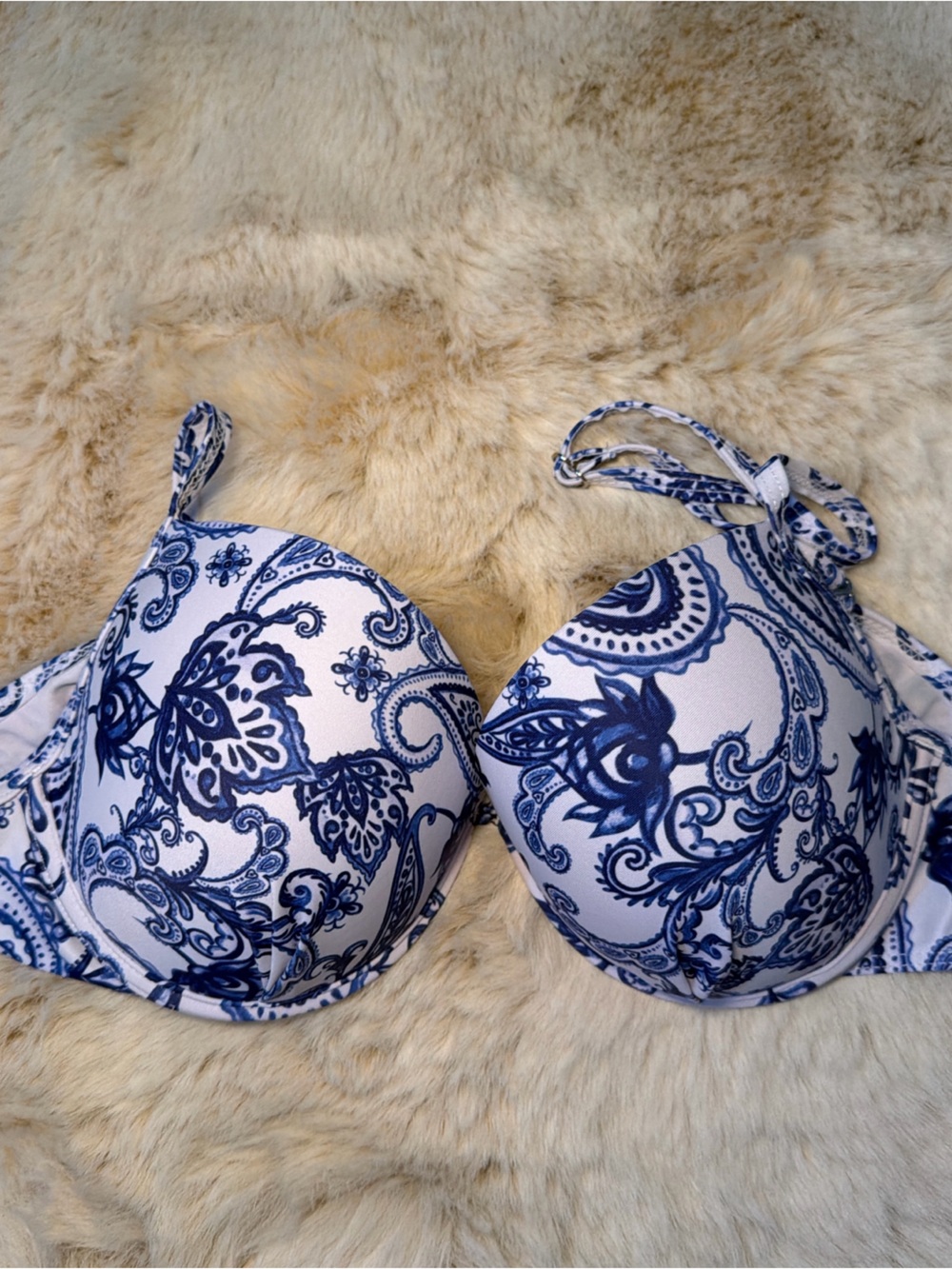 Blue Paisley Printed Underwire Bikini Top